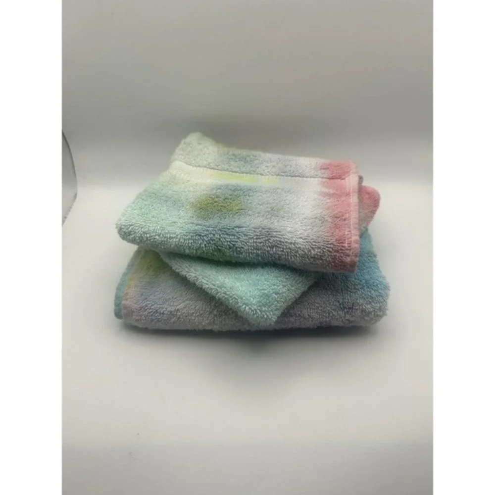 3-PC Hand Tie‎ Dye Upcycled Hand Towel & Washcloth Set
